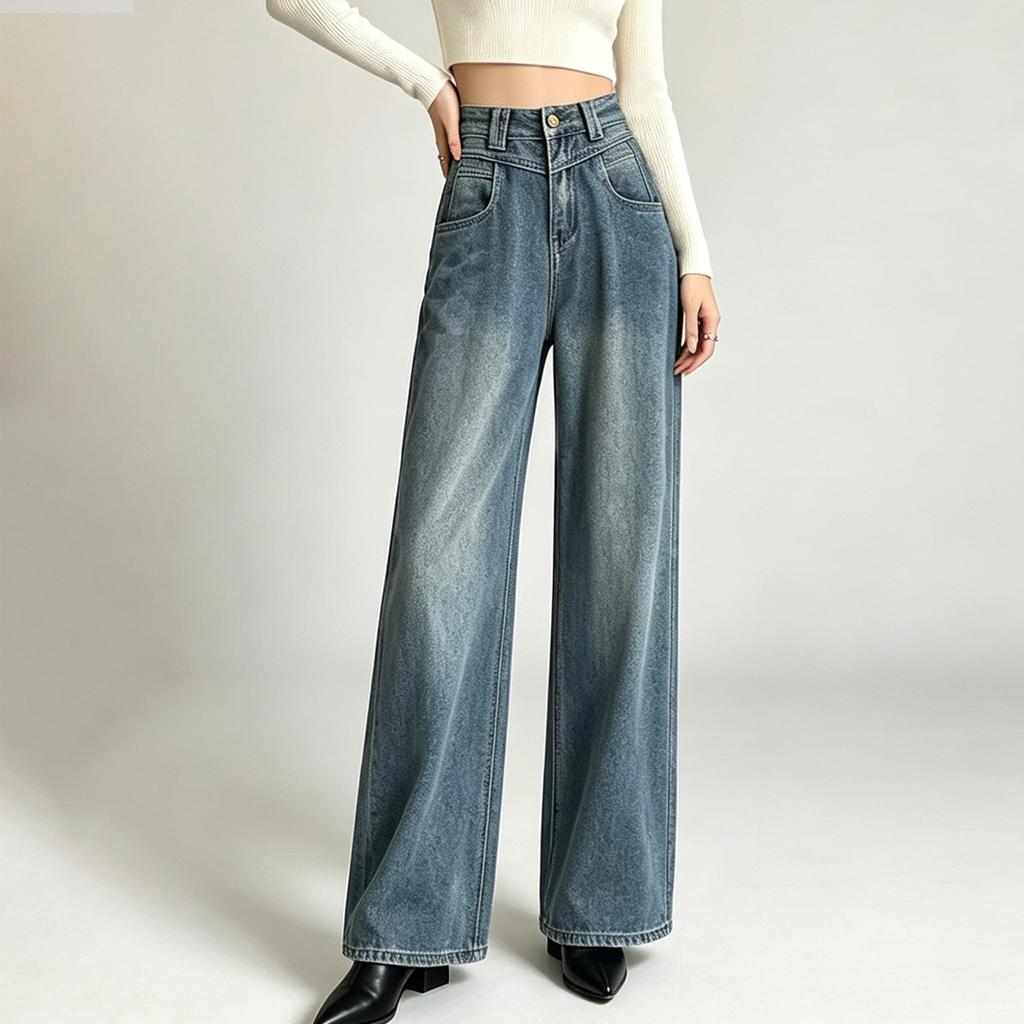 Women High Waisted Straight Leg Jeans Business Casual Outfits Loose Fit Straight Leg Denim Pants Relaxed Fit Wide Leg Jeans