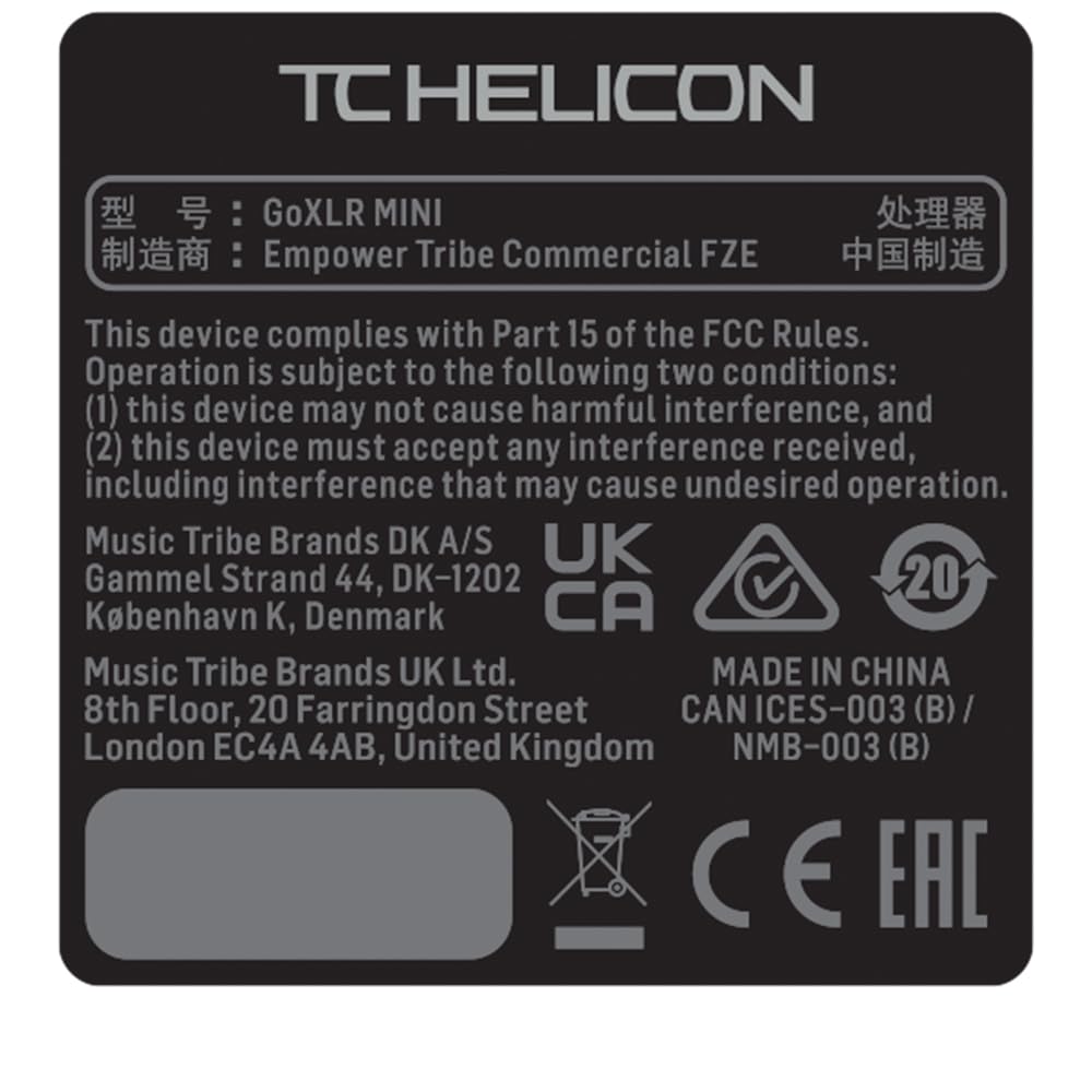 TC HELICON MIDAS preamplifier online distribution mixer USB audio interface GO XLR MINI & []