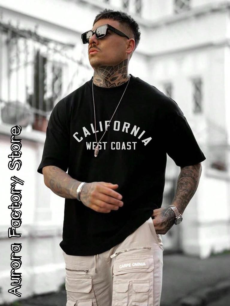 Tricou de Bumbac de Vară pentru Bărbați California Coasta de Vest Topuri Tricouri Modă Masculină cu Litere Camiseta Mânecă Scurtă Îmbrăcăminte Streetwear Harajuku