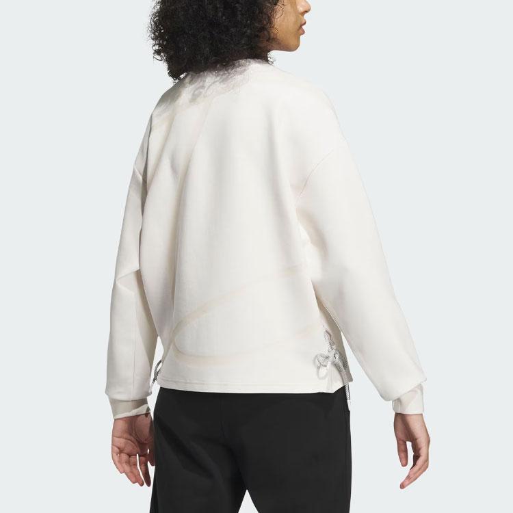 Adidas Future Style Crew Sweatshirt Reflective Stripes Sports Casual Pullover Round Neck Women Sweatshirt Pink White IM8953