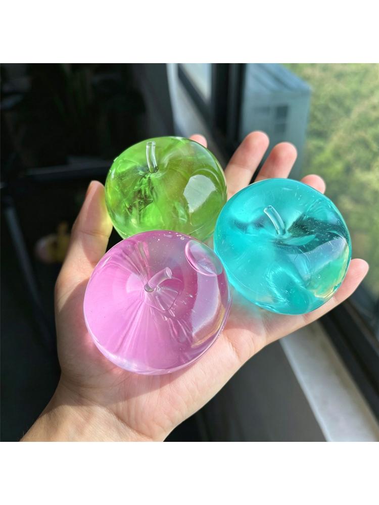 Apple Moldable Stress Ball Coconut Oil Squishy Transparent Apple Non-Bounce Squeeze Ball Asmr Sensory Toy Toy