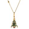 Elegant Green Christmas Tree Pendant Keychain Necklace with Enamel and Diamond Inlay.