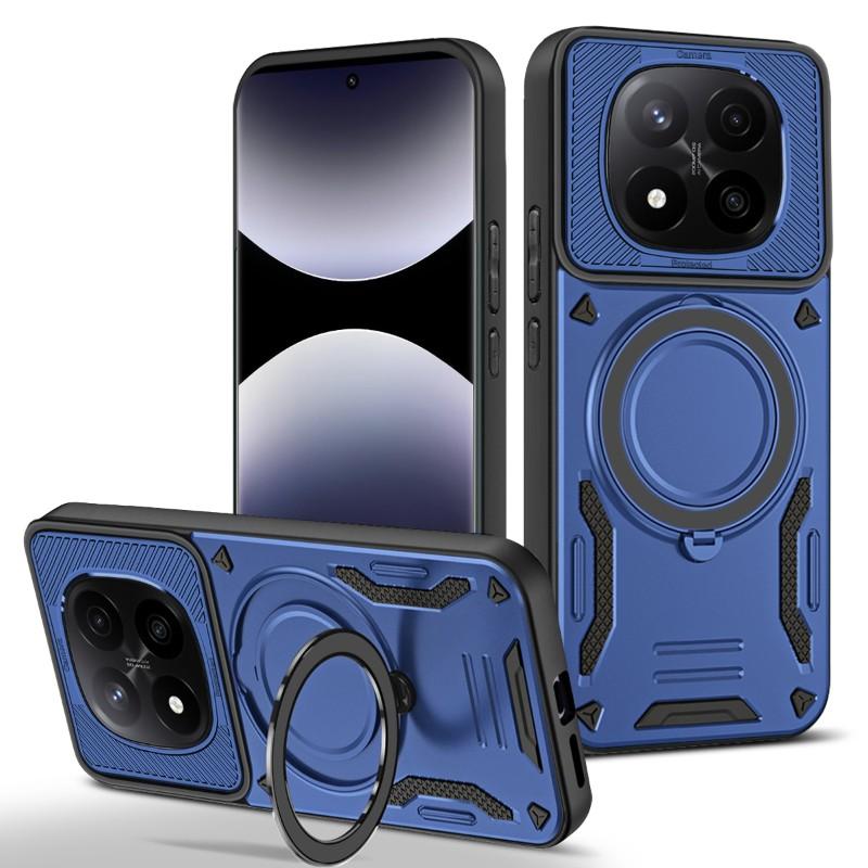 360°Rotating Metal Bracket Magnetic Wireless Charging Armor Phone Case For Xiaomi Redmi Note 14 14S 13 Pro 15 15C 14C Back Cover