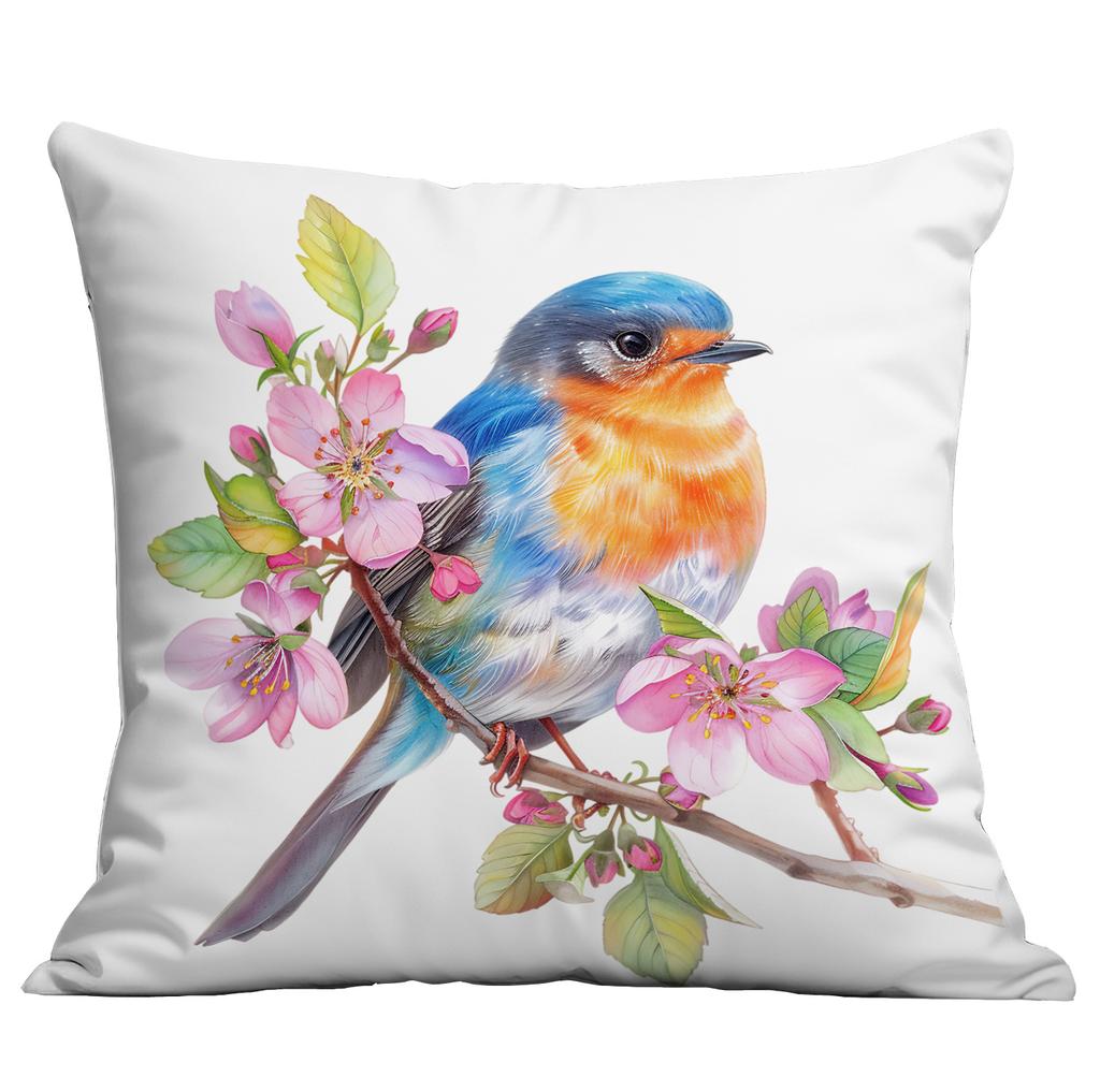 New Spring Flower and Bird Print Pillowcase Home Living Room Sofa Cushion Pillowcase
