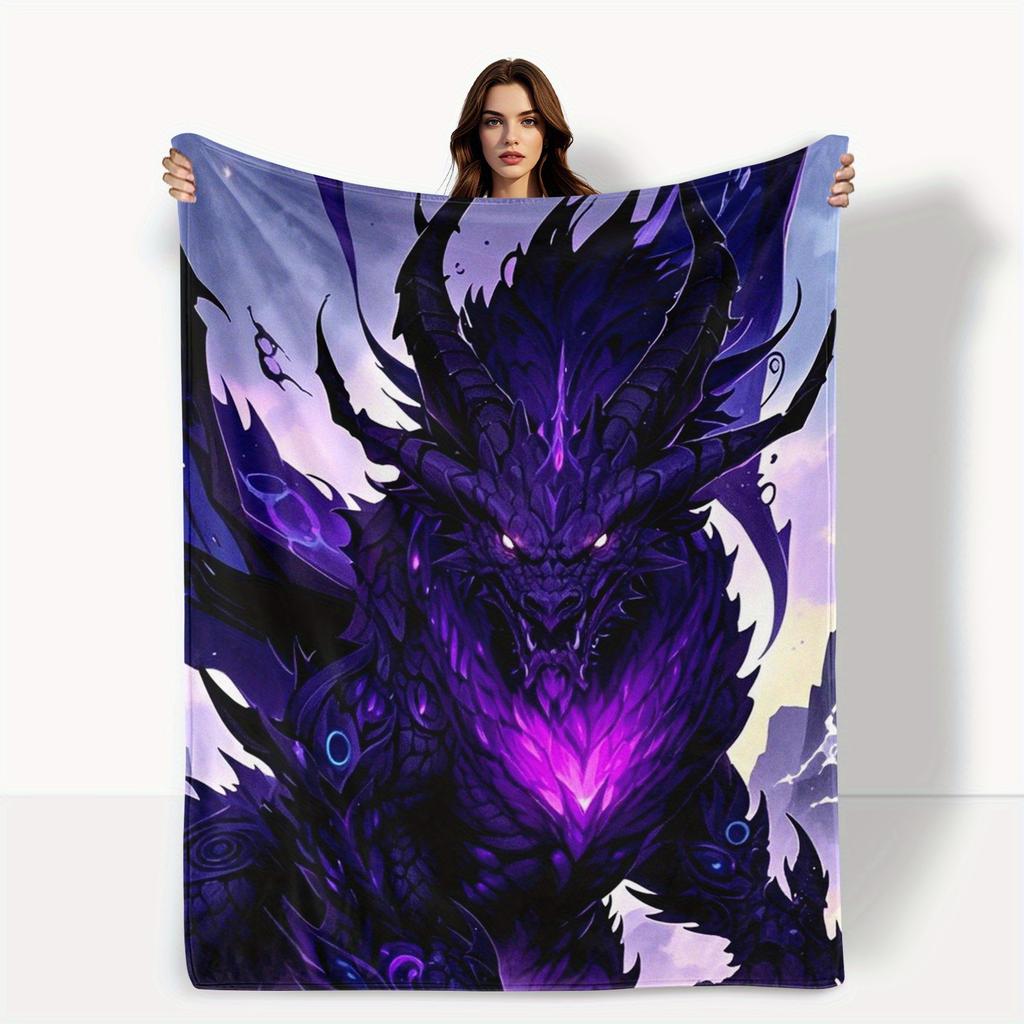 Majestic Purple Dragon Blanket - Soft Cozy Throw with Fantasy Design, Perfect for Home Decor, Unique Gift for Mythology Lovers