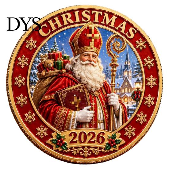 Christmas Coins 2026 Coin, Holiday Commemorative Keepsake with Embossed Festive Gingerbread Man Medals Santa/Gingerbread Man/Snowman/Elk, 3D