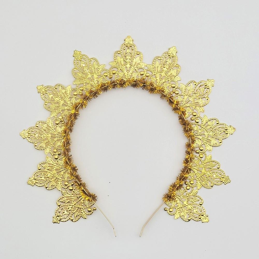 

Styling Sun Goddess Crown Golden Head Hoops Fashion Bangs Hairband Women Girl Hair Accessories A