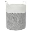 Storage Basket - vidaXL - Cotton - Grey/White - Foldable - Modern Design