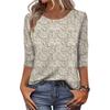 Women's Fashion Casual Three-Quarter Sleeve Floral Print Round Neck Top