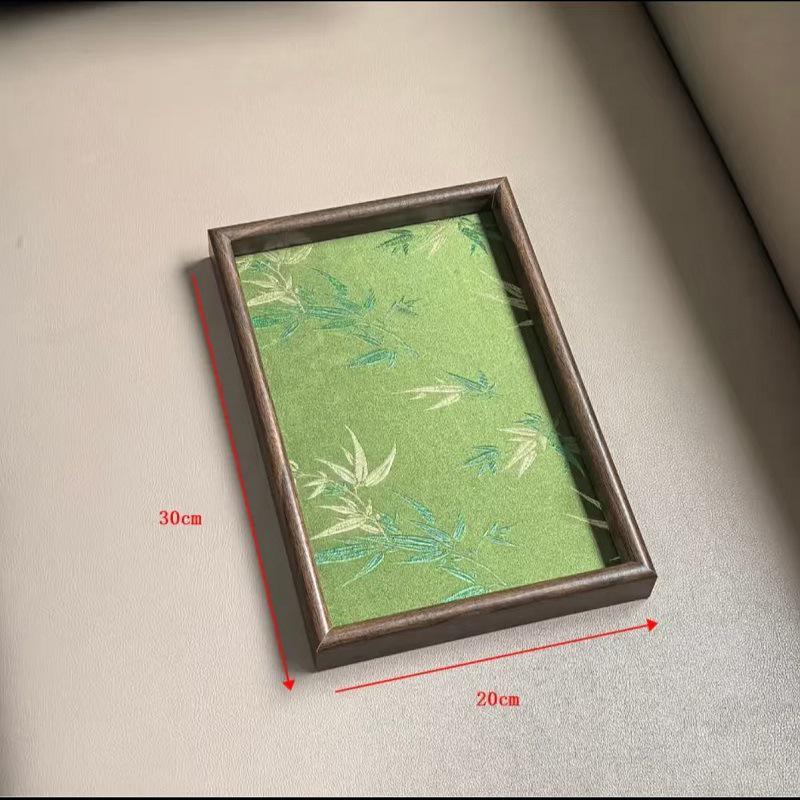 Bamboo Leaf Style Embroidered Tray for Storage