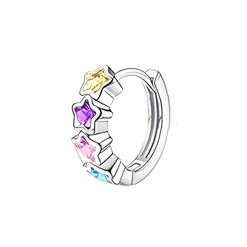 A pair of hypoallergenic screw earrings for women, featuring a set of zircon butterfly and star pendant earrings