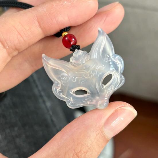 Fuchsmaske Wächter Halskette Traditionelle chinesische Ästhetik Anhänger Unisex Geflochtene Kordel Geschenk für Paare und Freunde