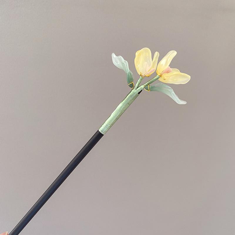 Exquisite Wooden Tassel Hair Clip Ancient Style Flower Hairpin for Girls Hair Jewelry Accessories
