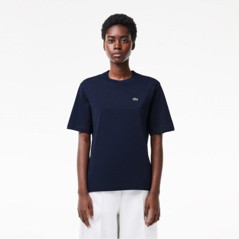 

LacoSTe Women S Relaxed FiT baSic ShorT Sleeve T ShirT [navy] 036
