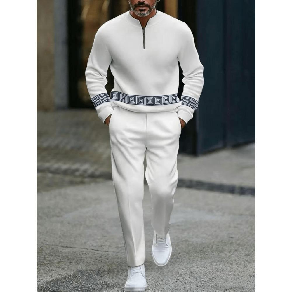 Spring Autumn Fashion Streetwear Men's Long-Sleeved Half-Zipper Stand-Up Collar Men's Casual Sportswear Two-Piece set