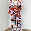 Grid New Autumn And Winter New European And American Women'S Clothing Striped Printing Suit Women
