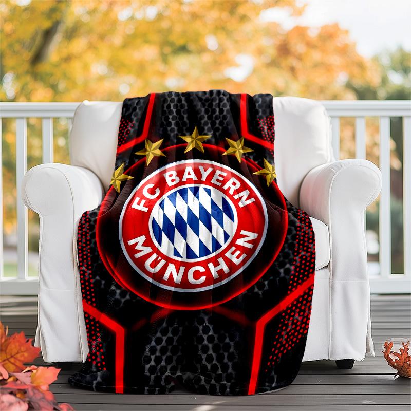 1pc B-Bayern Munich (5) Theme Blanket - Digital Print, Polyester, Cozy for All Seasons, Perfect for Outdoor, and Travel