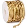 16.5 FT Gold Wheat Chains Bulk, 2.5 Mm 18K Gold PVD Plated 304 Stainless Steel Diamond Cut Foxtail Chains Square Franco Chain Roll Spool for Jewelry