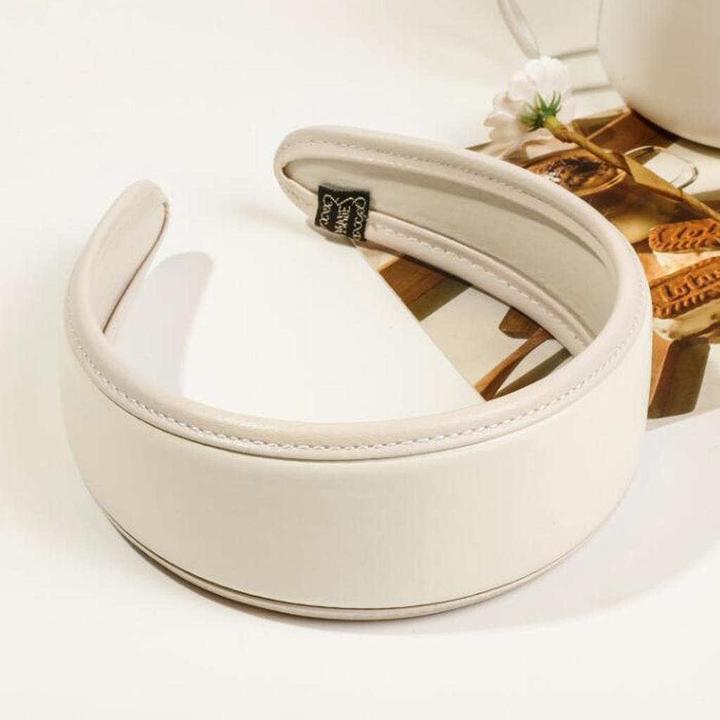 PROLY New Fashion Headband For Women Wide Side PU Leather Hairband Solid Color Turban Summer Travel Party Hair Accessories