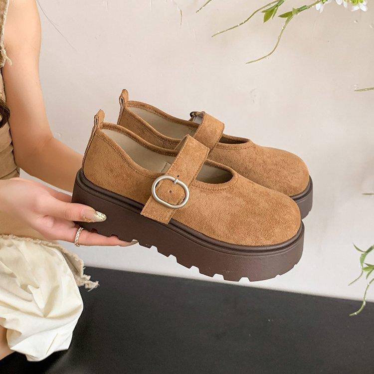 [Youshilai] In the summer of 2025, the new mango head Mary Jane shoes are muffin and light loafers. Suede