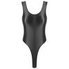 Women Glossy Sleeveless High Cut Tights Bodysuit Swimsuit One-piece Bathing Suit Stretchy Leotard Jumpsuit
