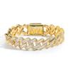 16mm T Square Mixed Zirconia Personalized Trendy Unisex Niche Accessories Cuban Bracelet Gold Plated Brass Anniversary