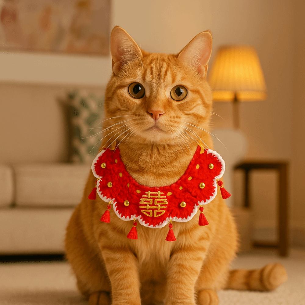 Schnürstil Katze Handgestrickter Schal Dekoratives Haustier Sabbertuch Neujahr Haustierhalsband Hochzeit