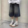Unisex American Retro Loose Wide Leg Washed Jeans - Summer Straight-Leg Cropped Pants