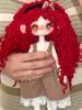 Hazbin Hotel Helluva Boss Doll Red Curly Hair Checkered Dress Anime Toy Handmade Gift for Animation Fans