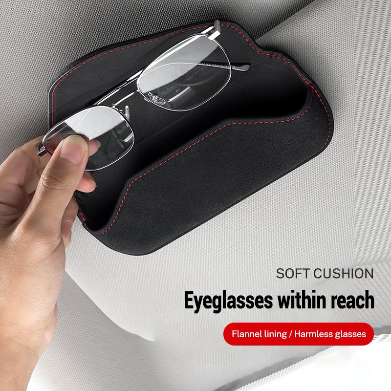 Leather Car Sun Visor Glasses Box Sunglasses Storage Clip For Porsche Cayenne Panamera Macan 911 718 Taycan Boxster Cayman 918 XA2