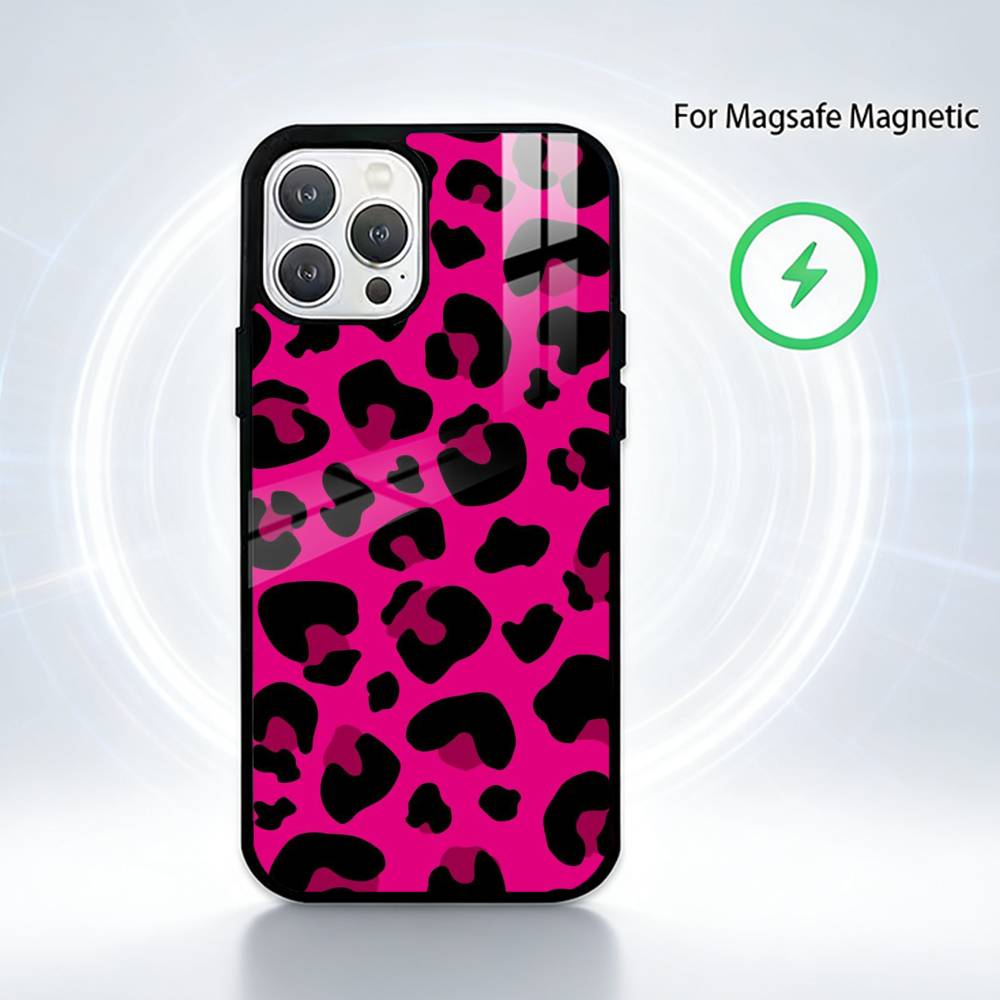 Leopard Print  Phone Case For iPhone 14,16,15,13,17,12,Plus,Pro,Max Magnetic For Magsafe Frosted Cover