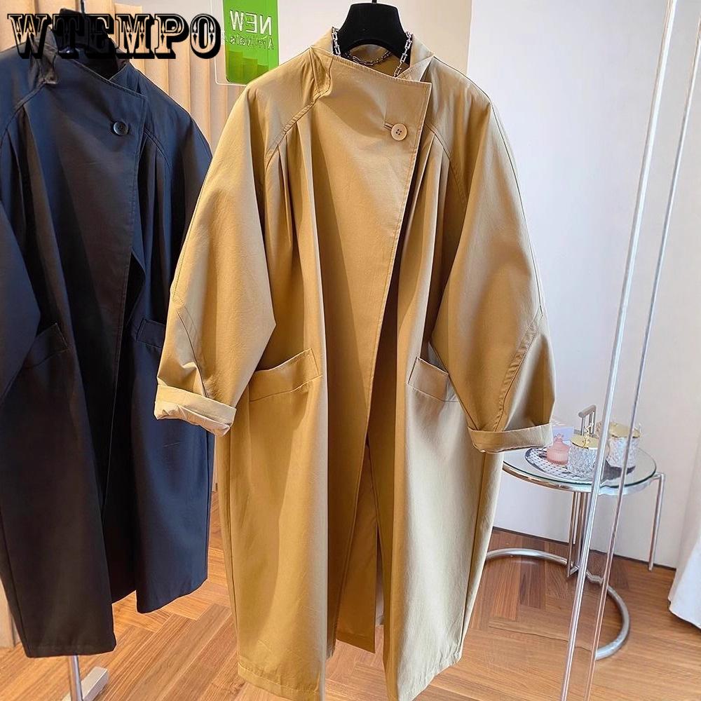 Women's Standing Collar Windbreaker Spring and Autumn Plus Size Medium Long Small Windbreaker Jacket