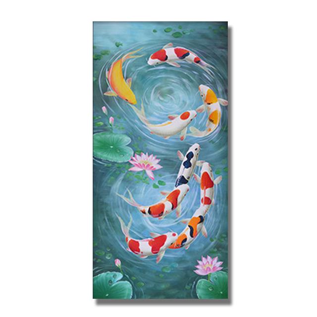 Koi Pesce Feng Shui Carpa Loto Stagno Tela Pittura Moderna Poster e Stampe Immagine di Arte Della Parete per Soggiorno Complementi Arredo Casa Cuadros