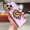 For iPhone 16 Pro Max Case Electroplating Gyro Design Kickstand Soft TPU Phone Cover