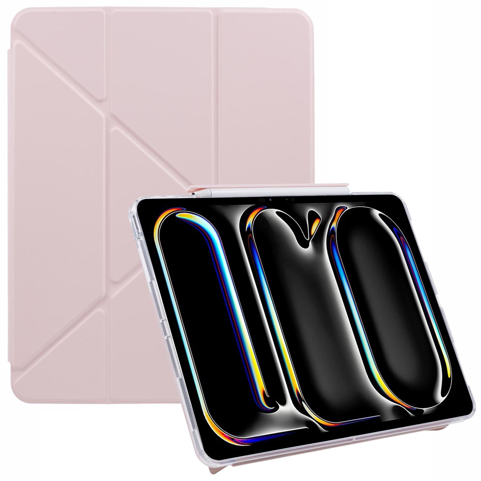 

MUTURAL For iPad Pro 13 (2024) Case Origami Stand Leather Smart Tablet Cover Retractable Pen Slot Pink