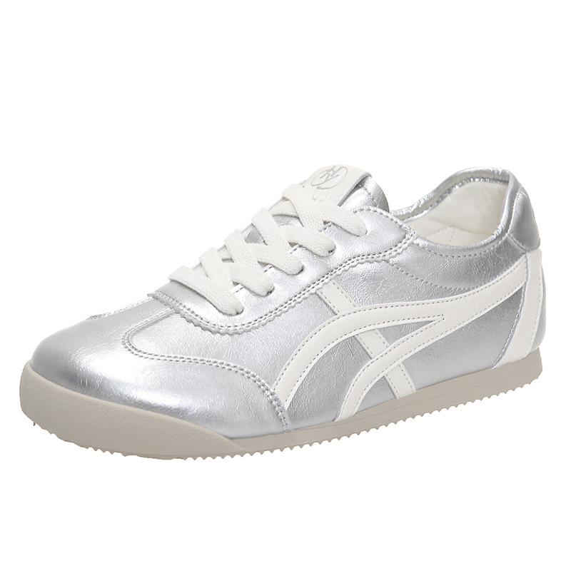 Color Matching Lace-up German Training Shoes Women's Summer 2025 New Fashion Versatile Comfortable Sports Leisure Lightweight White Shoes
