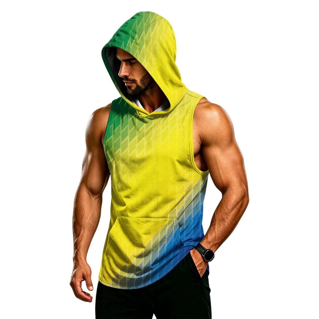 Men's Sleeveless Hoodie Muscle Fit Gym Tank Top Breathable Quick Dry Workout Vest for Fitness Training