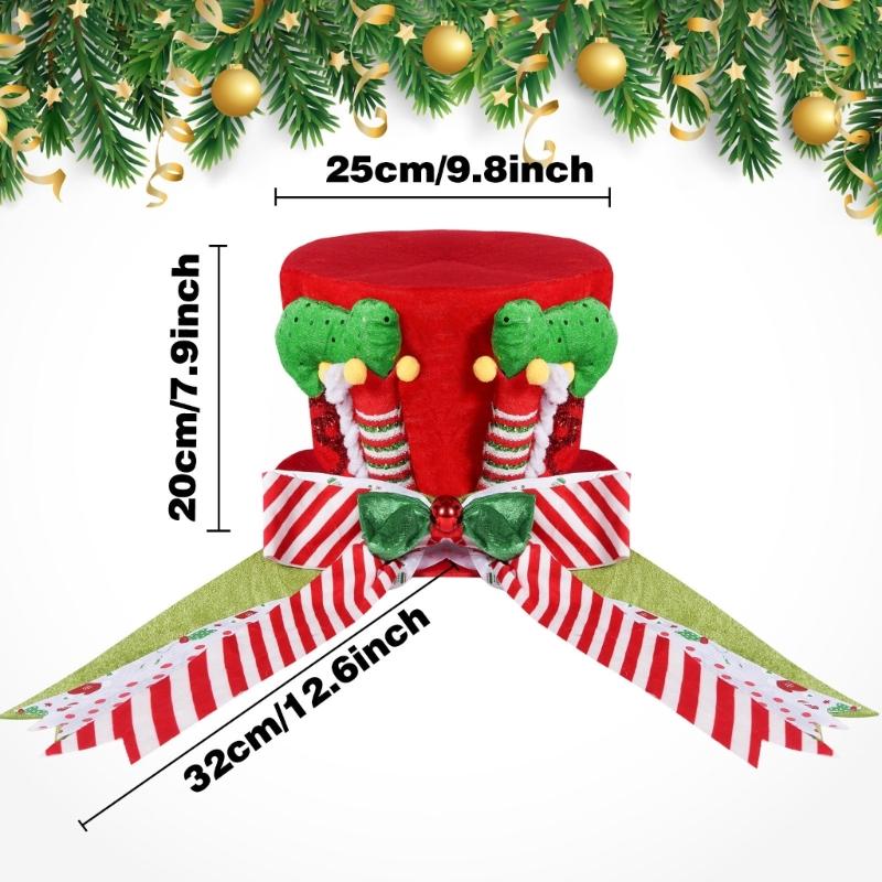 Festive Christmas Elf Hat Tree Toppers Soft Fabric Friendly Decoration For Holiday Parties Family Gatherings