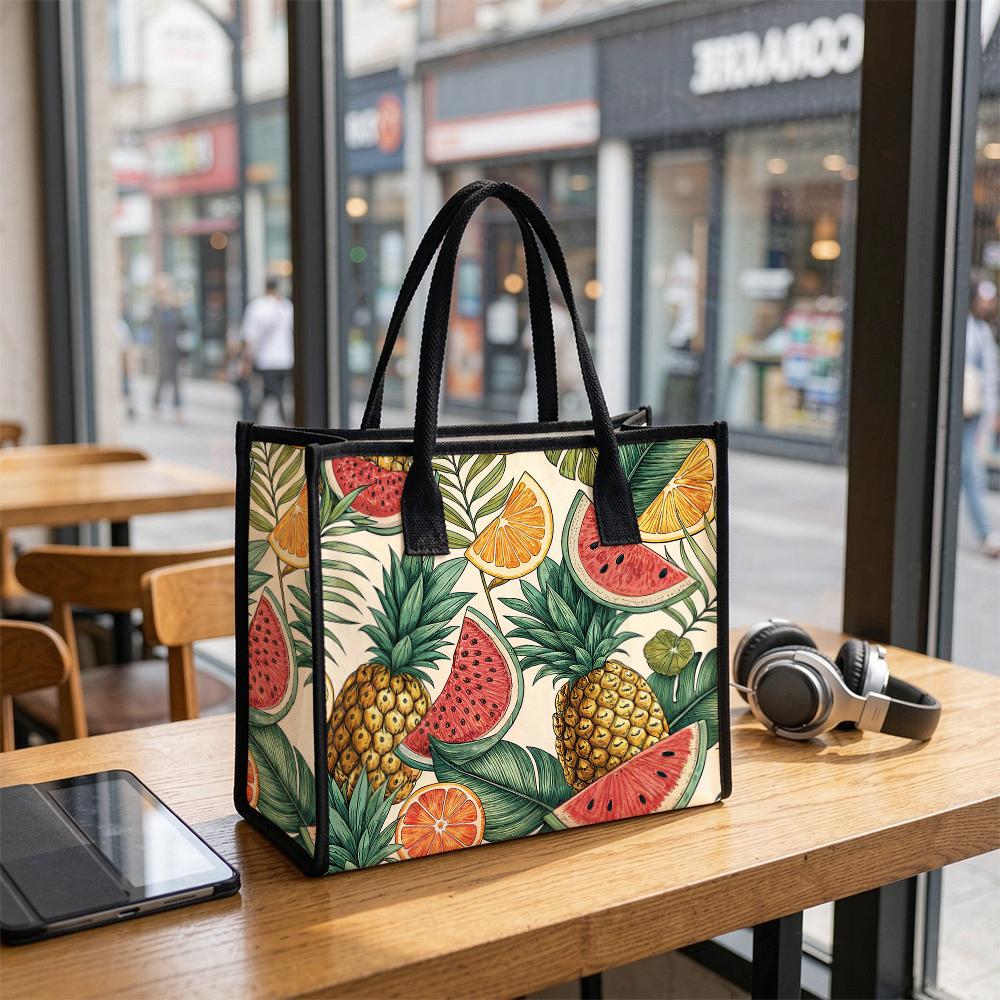 Tropical Fruit Printed Tote Bag for Daily Shopping Travel Portable Large Capacity Casual Women Handbag