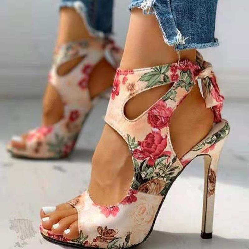 

European and American style fine heel shoes summer high heel Roman sandals large size shoes 39 (non-return)
