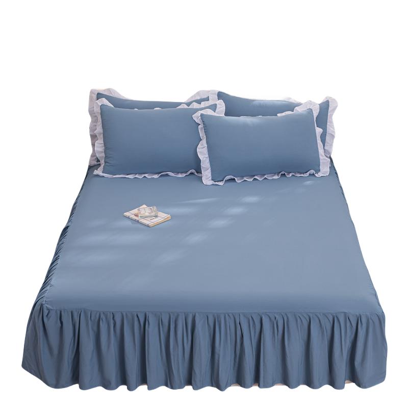 1PC Bedding Bed Skirt With 2pcs Pillowcases Wedding Bedspread Bed Sheet Mattress Cover Full Twin Queen King Size Bedsheets