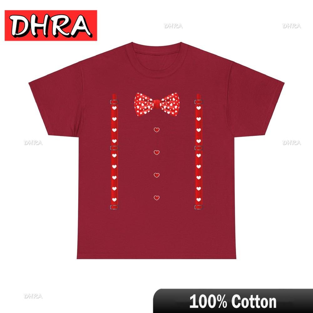 Red Hearts Bow Tie Suspenders Valentines Day Costume TShirt Simple Edgy Retro Tshirts Unisex Unique Cute Urban TShirt Printed S