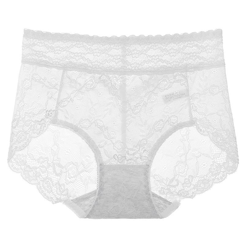 Female Summer Sexy Lace Hollow Lift Hip Pure Cotton Crotch Waist Triangle Briefs