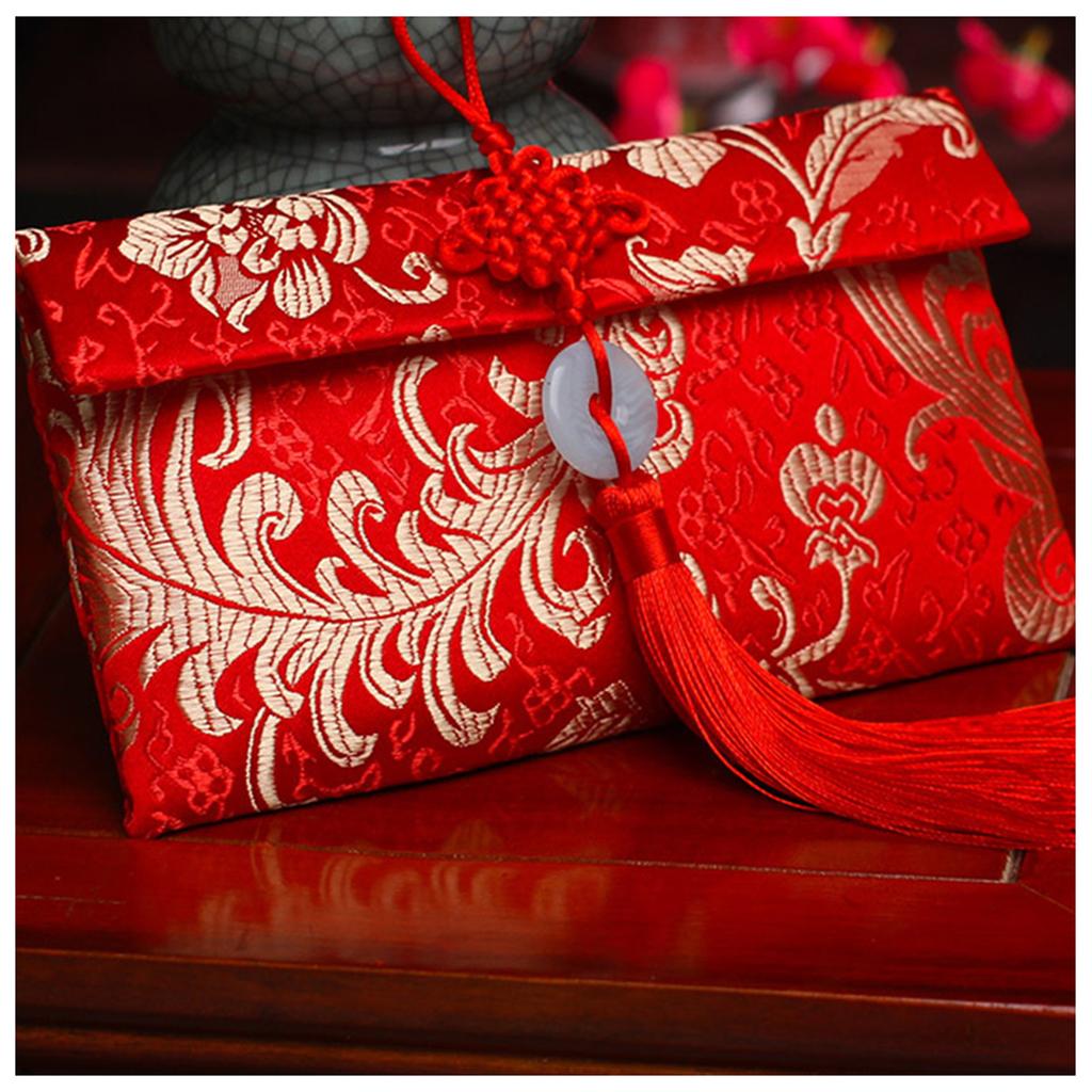 Chinese Brocade Red Envelope Bag Spring Festival Luck Red Packets Bag 2026 New Year Decoration For Chinese Wedding Birthday
