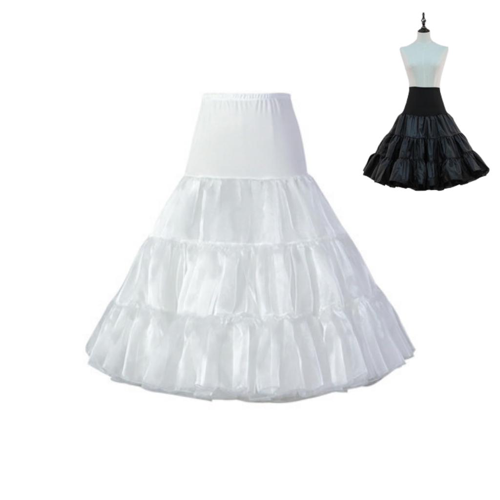 Pannier Long Tutu Skirt Dress Petticoat Volume Lolita Maid Cosplay Length Adjustment [Grace Kryt] (Free Size, Standard, White)