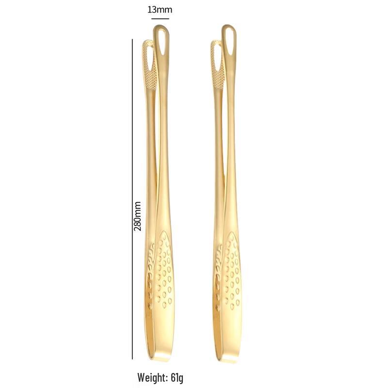 Zhaoran Korean Gold 304 Stainless Steel BBQ Tongs - Large 2-Pack