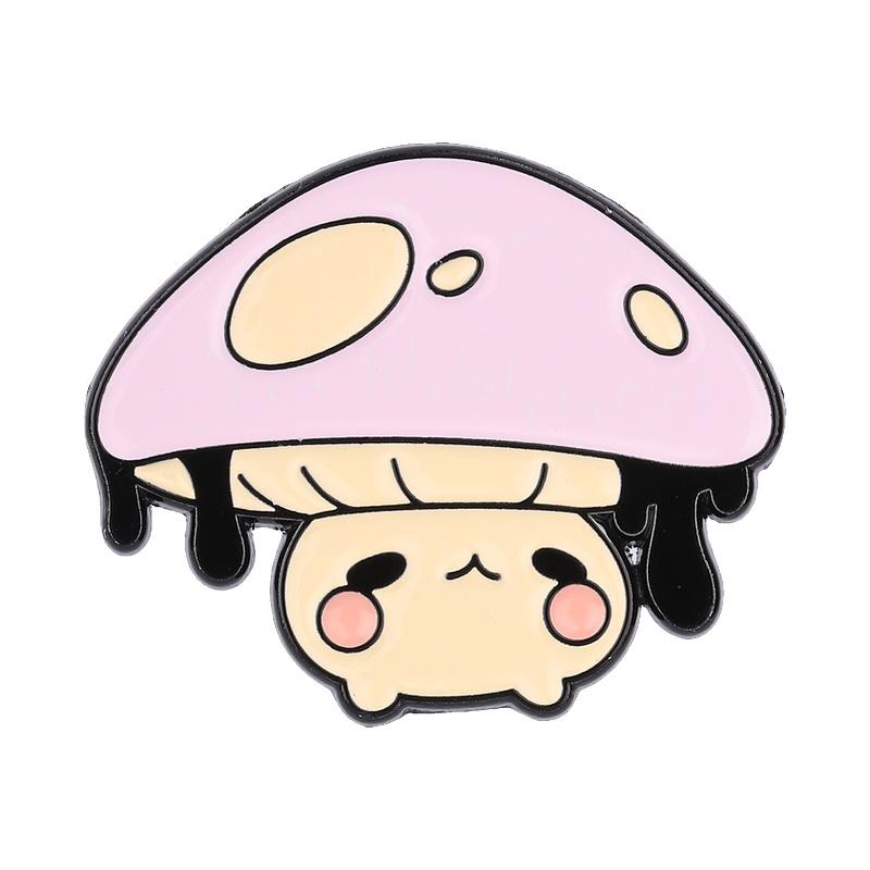 Cute Mushroom Enamel Pins Cartoon Red Pink Toadstool Brooches Cottagecore Badge Forest Fungi Jewelry Gift For Friends