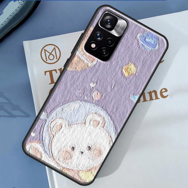Kawaii Bears Rabbit Oil Painting Case For Xiaomi Redmi 13C 10C 12C 14C Redmi Note 14 13 Pro 12 11 9 10 9S 10S 11S 12S Cover