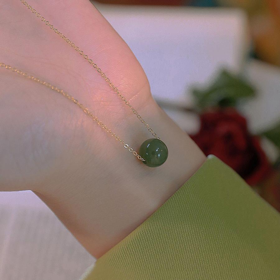 Qinghai Hotan Cat's Eye Jasper Necklace, Collarbone Chain, Niche Design, Light Luxury, Fairy-like