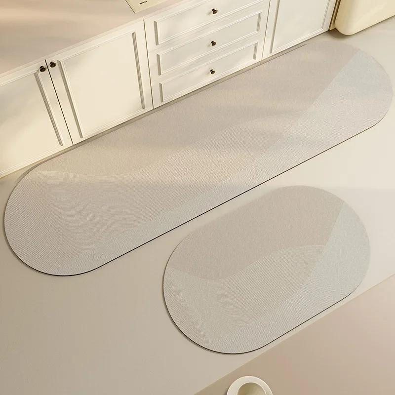 Kitchen Carpet PVC Waterproof Oil-proof Wash-free Wipeable Easy-to-care Floor Mat Oval Long Strip Soft Leather Non-slip Area Rug